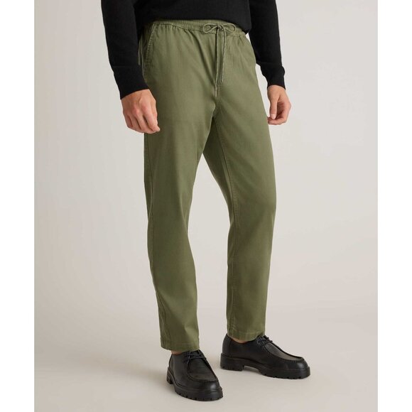 Quince Cotton Chino Drawstring Pants In Trellis / Olive Green - Picture 1 of 6